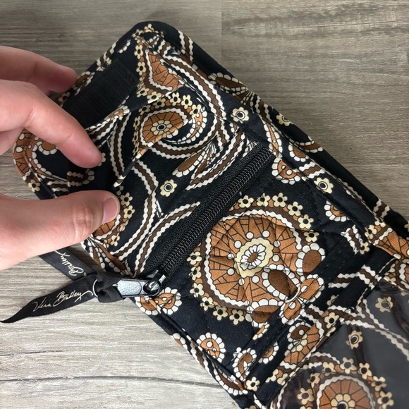 Vera Bradley Caffe Latte Trifold Pocket Wallet Black Tan Brown Print - Picture 4 of 6